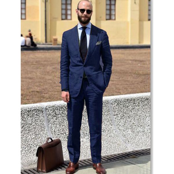 

summer's latest casual slim comfortable linen men's suit groom wedding ball gown 2 piece jacket pant fashion trend street shoot, White;black