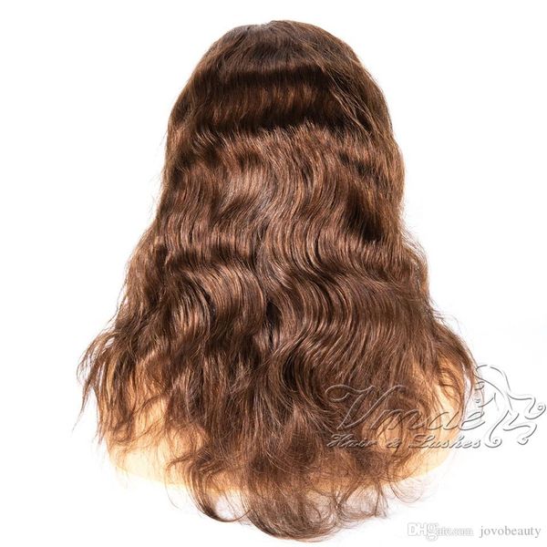

vmae европейский 12 к 26 дюймов # 4 brown virgin полный парики шнурка волны тела с волос младенца 130 плотность человеческих волос парики, Black;brown