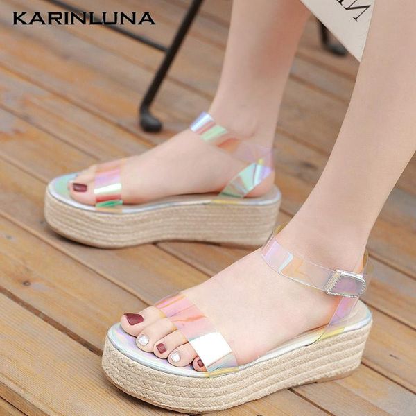 

karin 2020 design women sandals wedges platform mixed colors pumps summer leisure woman sandals, Black