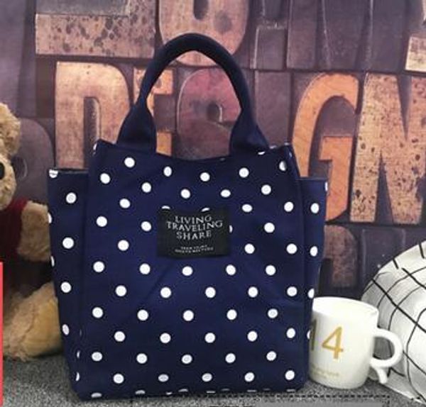 

2018 korean series canvas lunch bag insulation box hand bag, Blue;pink