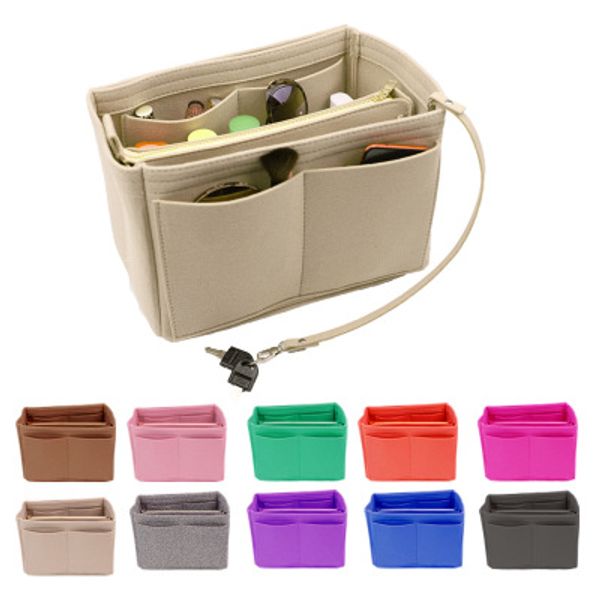 

2020 make up organizer felt insert bag for handbag travel inner purse portable cosmetic bag organizer suitable for