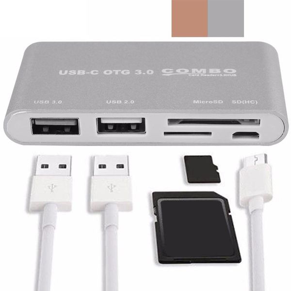 5-in-1-USB-C-Hub, USB-C, USB 3.1, Typ-C-HUB mit Kartenleser, USB3.0-Multi-Splitter für Typ-C-OTG-Hub-Kombination