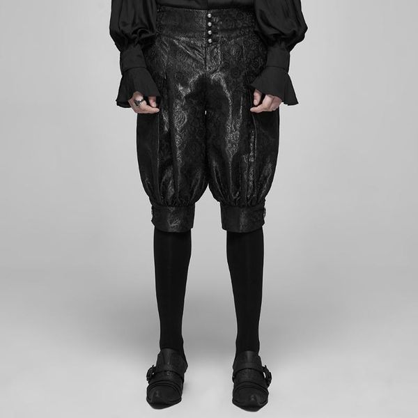 

готический панк рейв бриджи мужские жаккардовые старинные металлические резные кнопку банкетный шорты элегантный середины талии, White;black