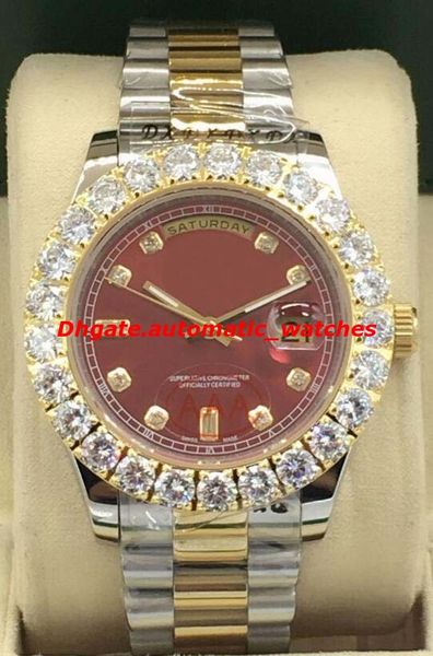 

new style luxury watches 4 style two tone 43mm bigger diamond dial/bezel 118348 watch chest never worn automatic fashion men's watch, Slivery;brown