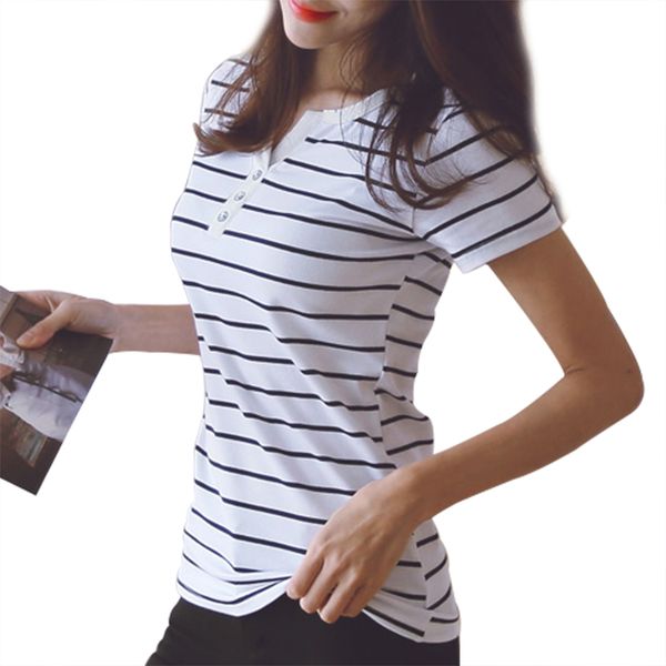 

для женщин топы женщины дизайнер tshirts женщины тенниска 2019 summer top v шеи tshirts white strip plus размер хлопка tee shirt 9