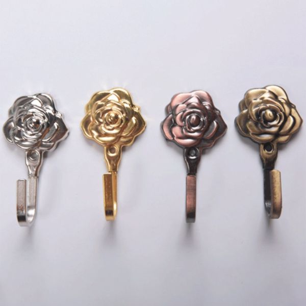 

1 pair vintage rose pattern metal curtain hooks wall decorative hookbacks stick hangers holder hook home decoration
