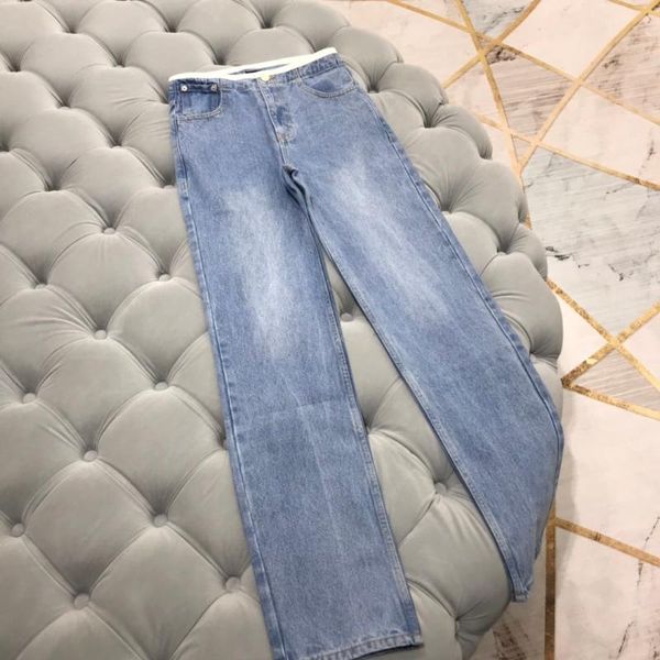 

2019 women's fashion loose straight jeans 0106, Blue