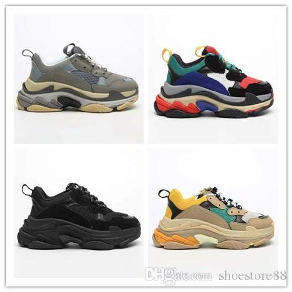 

2019 multi luxury vintage paris shoes designer low old dad sneaker combination soles boots mens womens fashion casual shoes high quality, Black