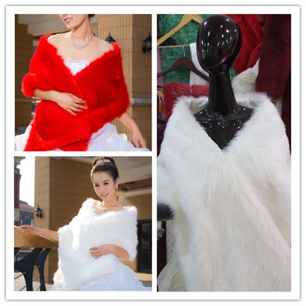

2020 новый 180x33 cm long white red искусственного меха shrug cape похититель wrap свадебные особому случаю платок