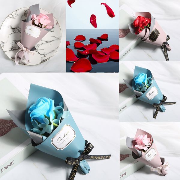 

artificial flowers valentine's day diy soap flower gift rose box bouquet wedding home festival gift 2020