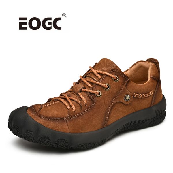 

retro style plus size boots men natural leather handmade outdoor autumn ankle boots platform shoes men, Black