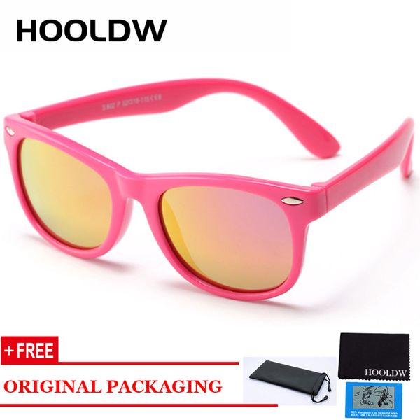 

hooldw new kids sun glasses girls boys children polarized colorful lens sunglasses tr90 silicone flexible baby uv400 eyewear, White;black