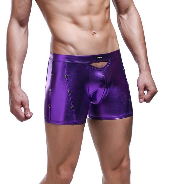 

snowshine ylw men's underwear lmitation leather lacquer pants underwear ing, Black;white