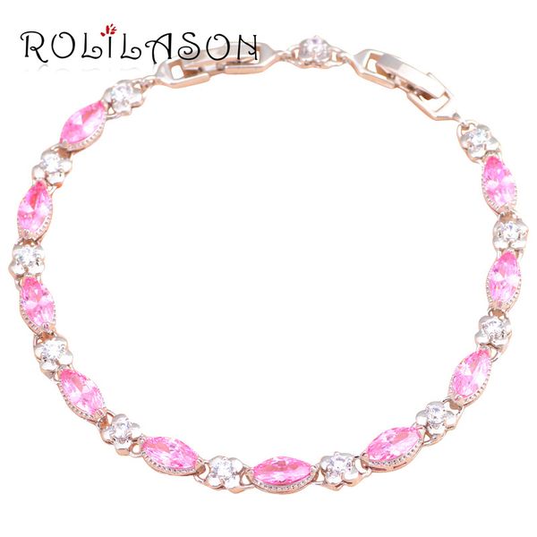 

rolilason romantic bracelet for girlfriend fantastic pink crystal silver bracelets wholesale retail fashion jewelry tb757, Black