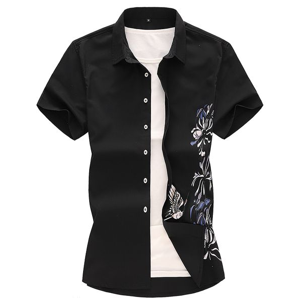

2019 men shirt summer style printed beach hawaiian shirt men casual short sleeve hawaii shirt chemise homme 7xl, White;black