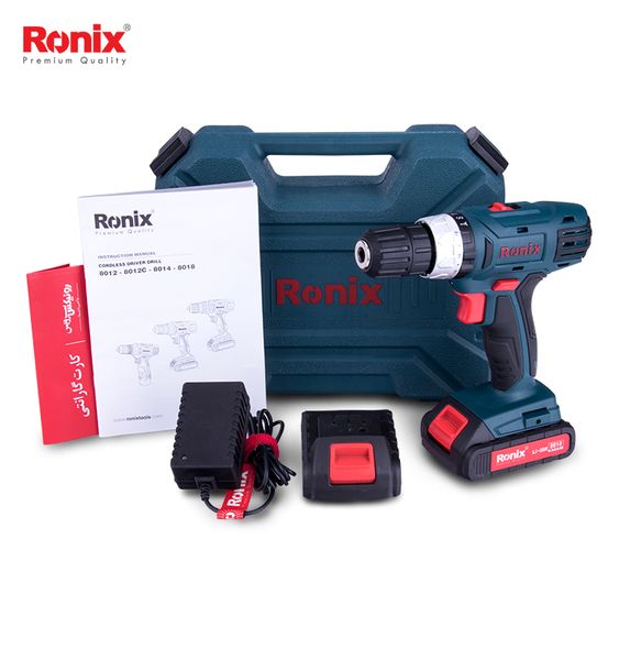 

ronix new 18v 1.5a cordless screwdriver drill two batteries with impcat function with bmc box model 8018