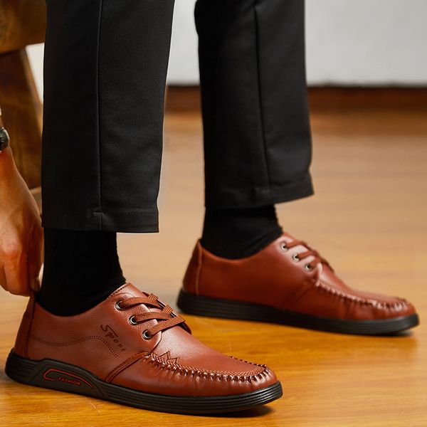 

fashion men leather casual shoes male drive shoes mocassins chaussure homme men's sneakers sapatos masculino calzado hombre vi, Black