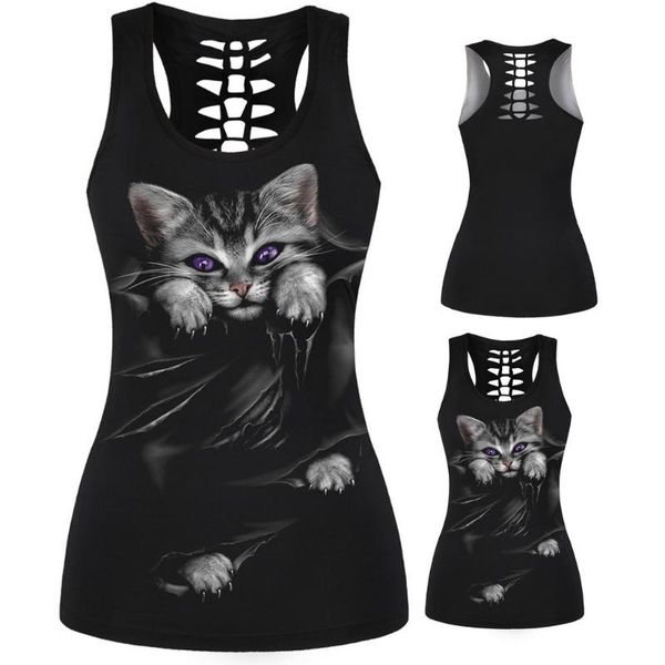 

2020 fashion womens fashion women 3d printed dog sleeveless tank o-neck vest casual blouse vest t-shirt #r10, White