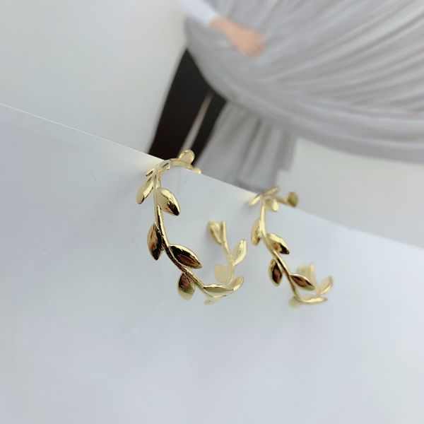 

shinetung original s925 sterling silver earrings gold color olive leaf earrings for women gift jewelry ing, Golden;silver