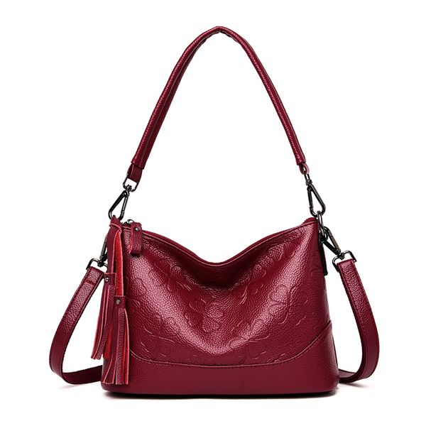 

fashion hobos 100% genuine leather handbag women shoulder bag black lady crossbody messenger bags shoulder bags