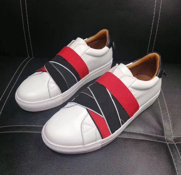 

mens designer shoes leather sneaker elastic bands 4g webbing knots trainers paris signature knots men women shoes with box us4-11, Black