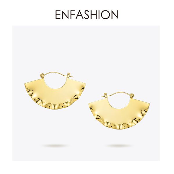

enfashion fan geometric drop earrings for women gold color curve big dangle earings fashion jewelry pendientes abanico ec191037, Silver
