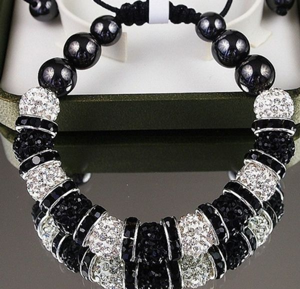 

10mm white black new style disco ball beads crystal crystal bracelet. fasion bracelets pq33