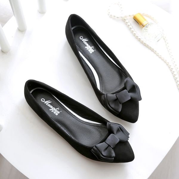 

sweet women ballet flats shallow butterfly knots candy color woman spring casual shoes summer fashion casual boat shoes plus size 33-45, Black