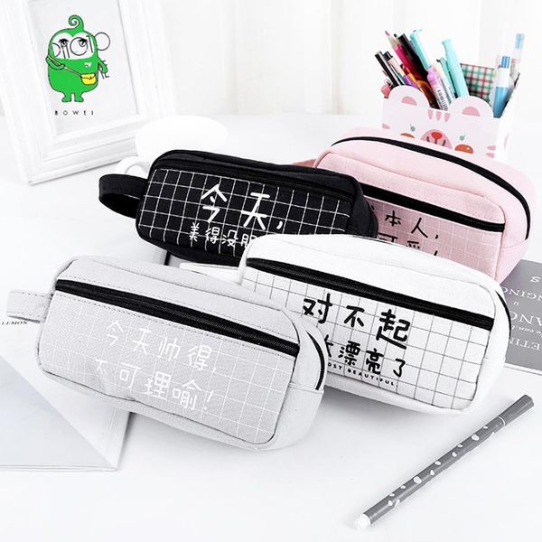 

new creative chinese character large capacity pencil bag case supply stationery school pencil box for kids canvas ka z2p9
