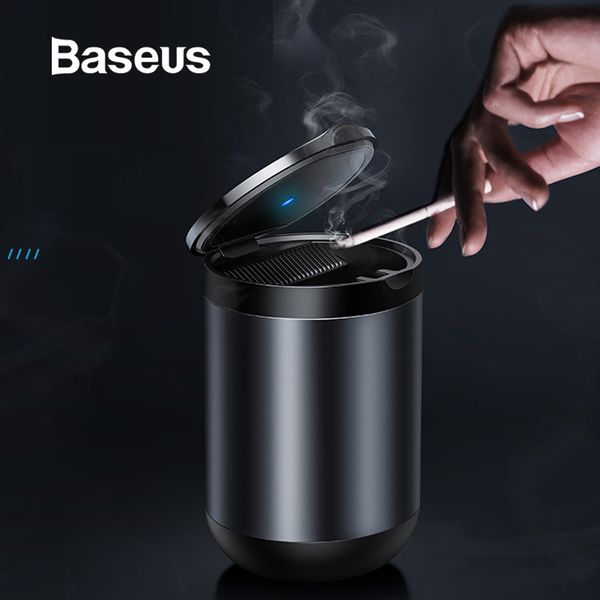 

baseus led light car ashtray high flame retardant auto ashtray fireproof material easy clean fit most cup holder