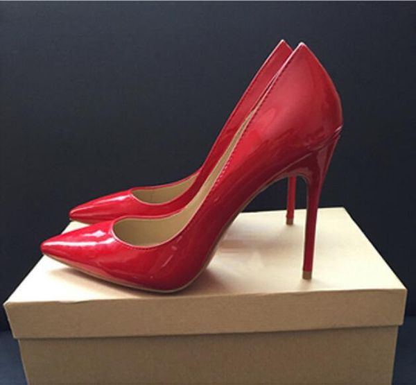 

2019 women shoes red bottoms high heels pointed toe red sole 8cm 10cm 12cm pumps come with logo dust bags wedding cs09, Black