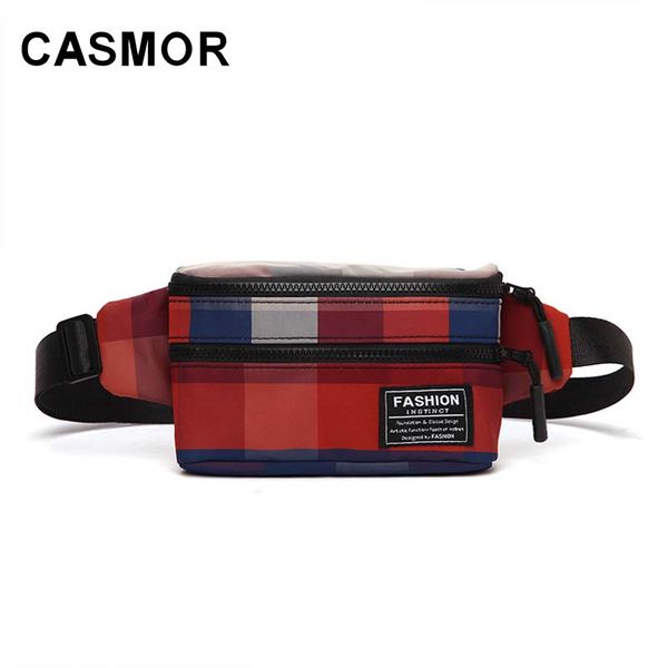 

casmor fanny pack waist bag women chest strap personality belt bags 2018 fashion plaid hip hop girls nylon packet drop shipping