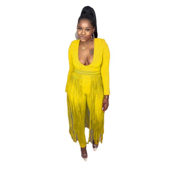 

new tassel patchwork fashion skinny jumpsuits women beach style deep v-neck full length catsuits da8196, Black;white