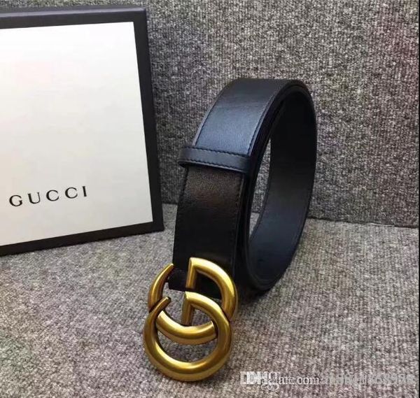 

designer brand name fashionable men and women business belt smooth buckle leather belt for men 100-125cm ing, Black;brown