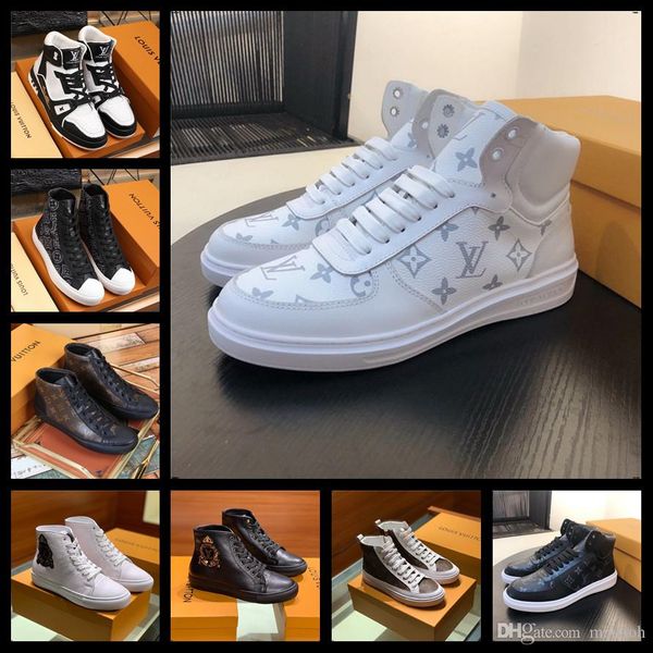 

21fw high rs casual shoes men lace-up vulcanized sheos new british style male shiny leather street shoes men boot chaussure homme, Black