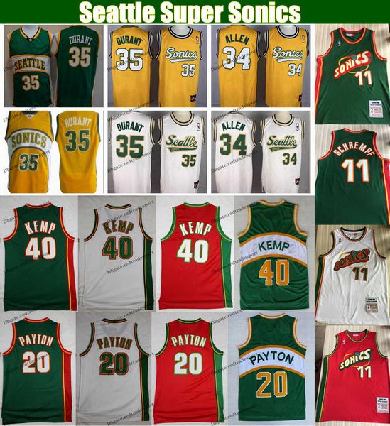 

Seattle vintage 20 the glove gary payton 40 reign man hawn kemp ba ketball jer ey ray allen 34 kevin durant 35 detlef chrempf hirt, Black;red