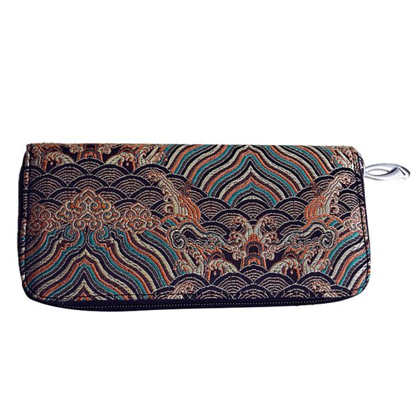 

ishowtienda embroidery chinese style long wallet fashion women retro coin purse card holders women summer handbags bolso mujer, Red;black