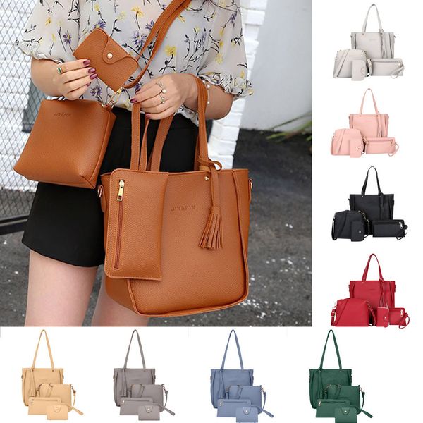 

4pcs/setswoman bags 2019 fashion pu leather handbags shoulder bags for women messenger crossbody for women handbag #20