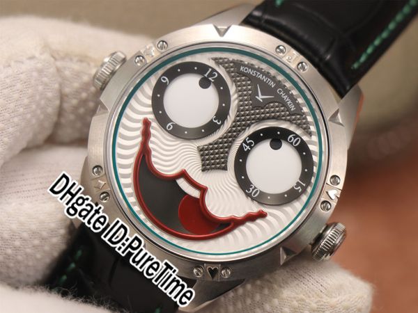 

new konstantin chaykin joker twf v3s green inner white dial russian time nh35a automatic mens watch black leather green line puretime kc-e5, Slivery;brown