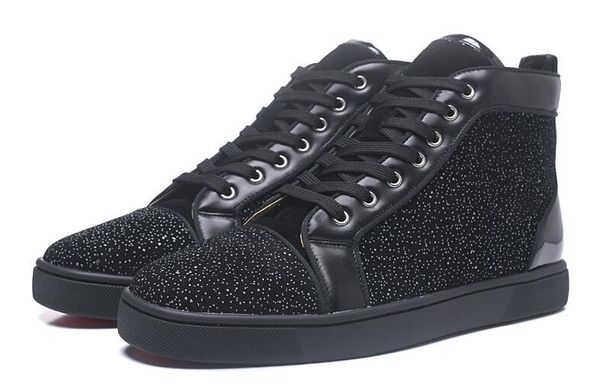 

spikes high red bottom pik pik studded sneakers shoes womens men luxury designer flat casual red sole autumn winter casual cs05, Black