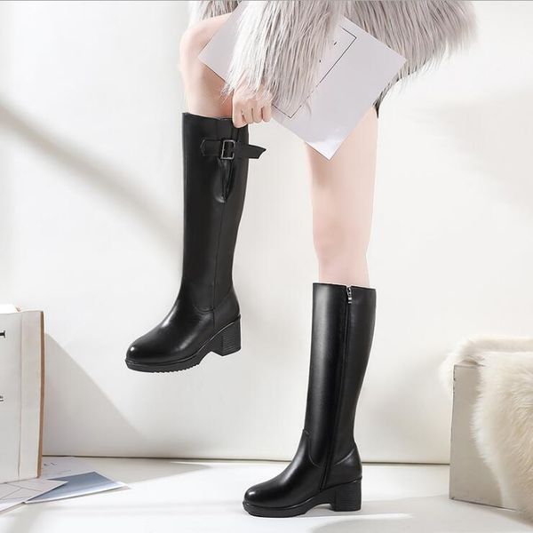 

new fashion women leather boots boots martin desert boot flamingos arrow medal leather coarse keep warm winter shoes, Black