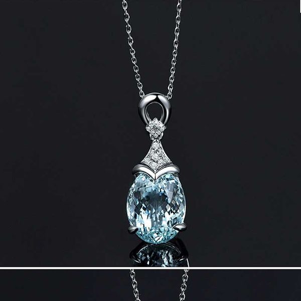 

silver color pendant necklace choker for women girls jewelry simple natural sea sapphire wedding necklace gift