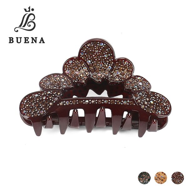 

fashion flower shape hollow hair claws acrylic full rhinestone hair clamps hair clips for women aa124, Golden;white