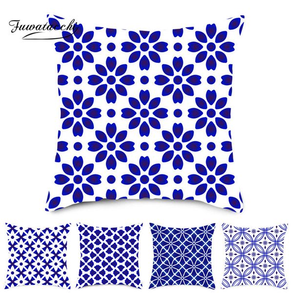 

fuwatacchi blue geometric cushion cover printed pillow cover throw pillows decoration for home sofa throw pillow covers