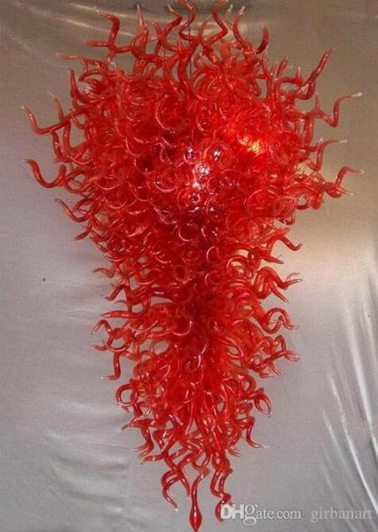 

Lamps House Decor Fancy Long Chandeliers Red Color Murano Well Designed LED Light Source Pretty Blown Glass Chandelier Lighting