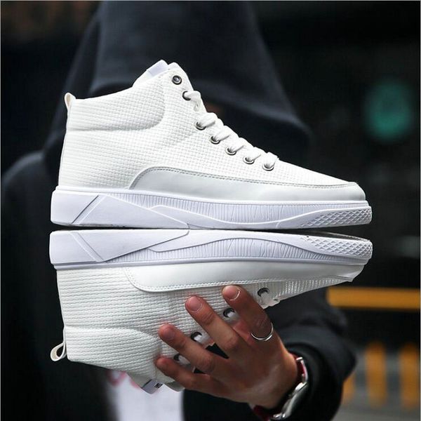 

men's casual shoes men's leather sneakers high to help black black and white flat shoes sports dd-17