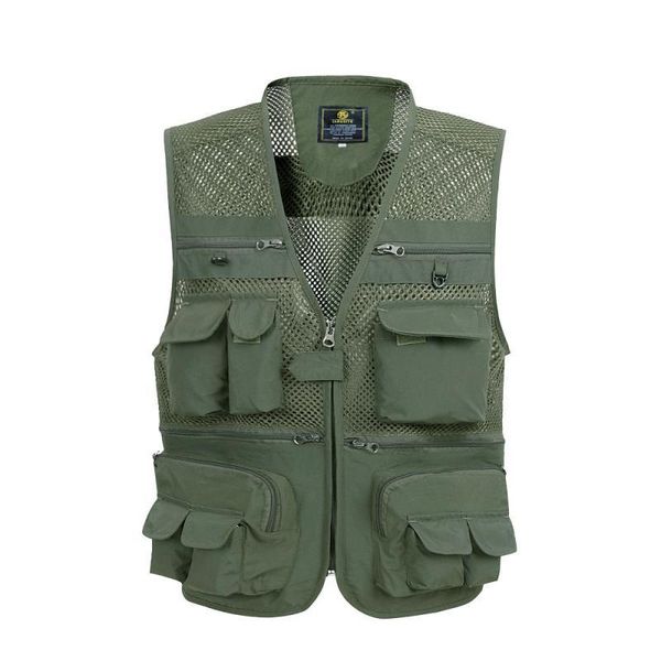 

men multi-pocket pgraphy waistcoat mesh summer vests men 5-5, Black;white