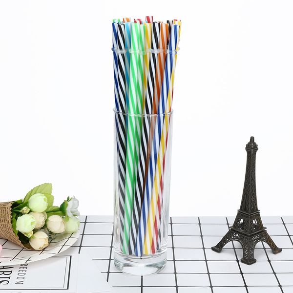 

25pc random plastic straw drinking straws colorful stripe straw beverage companion bar accessories kitchen accessories j22#5