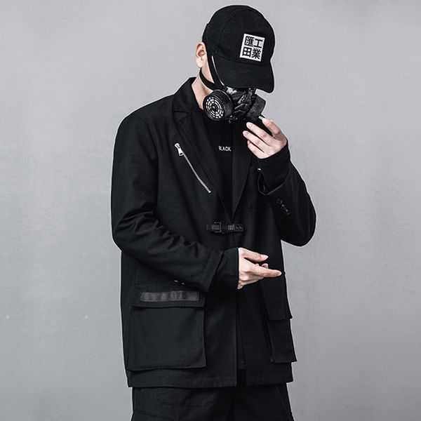 

black tactical jacket men 2020 new hip hop streetwear harajuku loose jackets and coats multi-pocket casual male clothes gm476, Black;brown