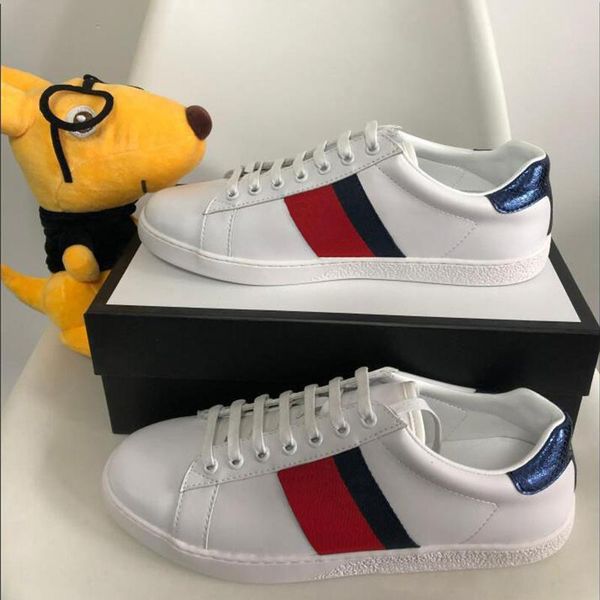 

luxury men women designer genuine leather casual shoes italy fashion brand ace stripes sneaker party dress shoes chaussures pour hommes l14, Black